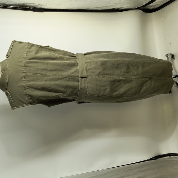 Lauren Jeans Company Ralph Lauren army green sleeveless belted dress-sz 16 - Picture 5 of 8